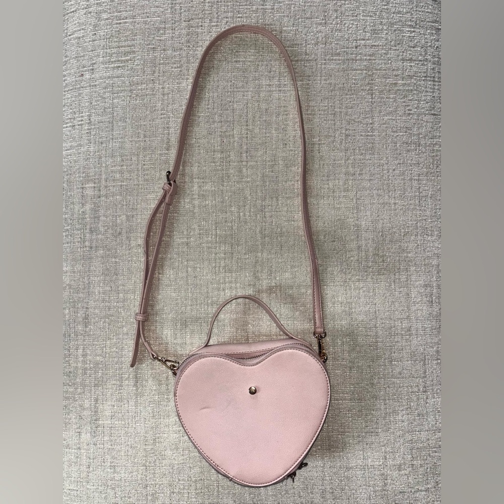 Heart Blush Pink Crossbody Bag Mini Valentine Purse Sweet Everyday Bag Zip